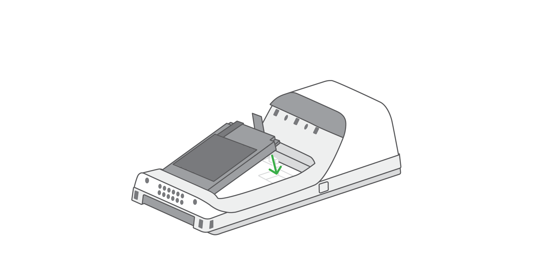 Image indicates placing of the battery in the device & reattaching all screws.