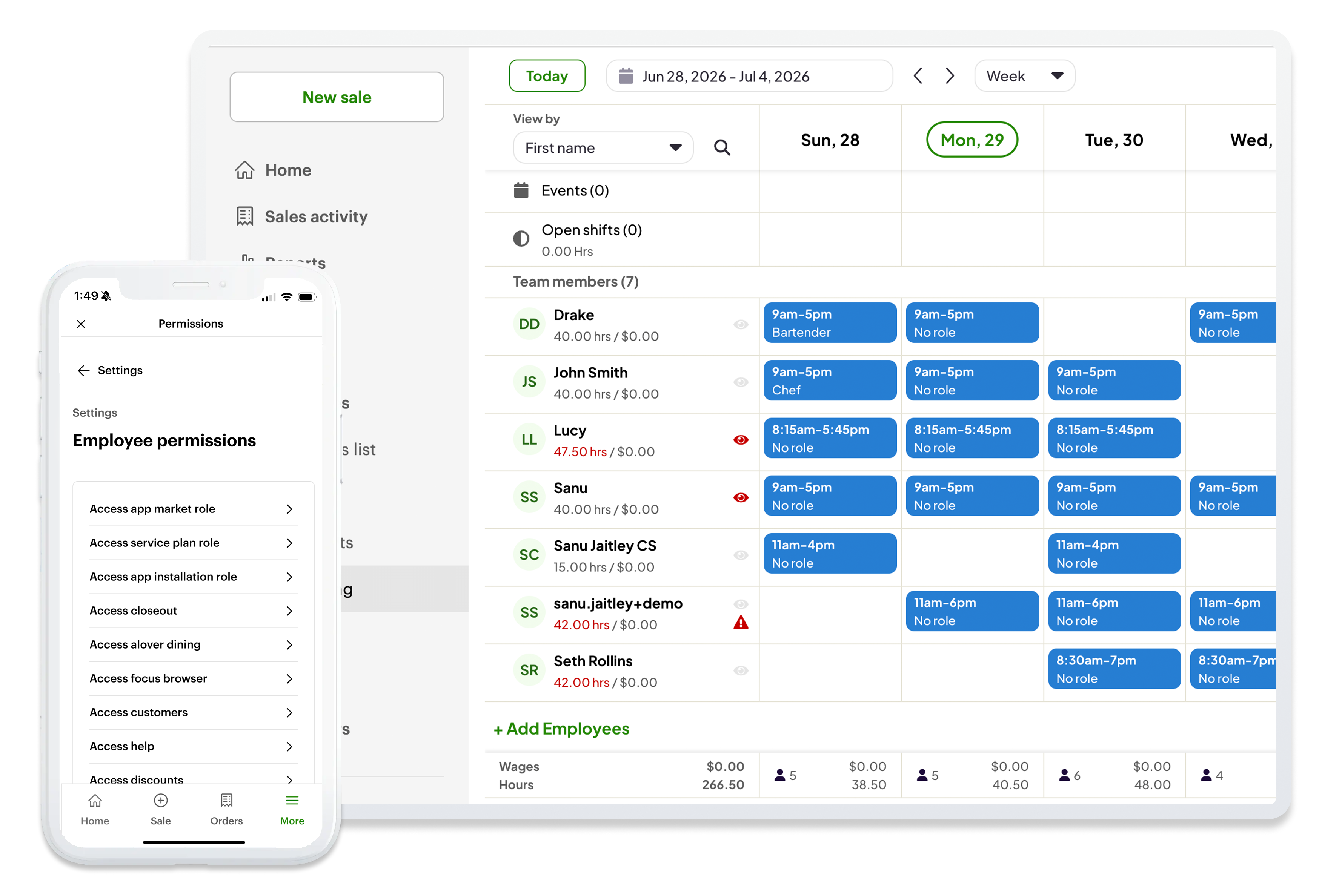Tablet and mobile displaying Employee management dashboard
