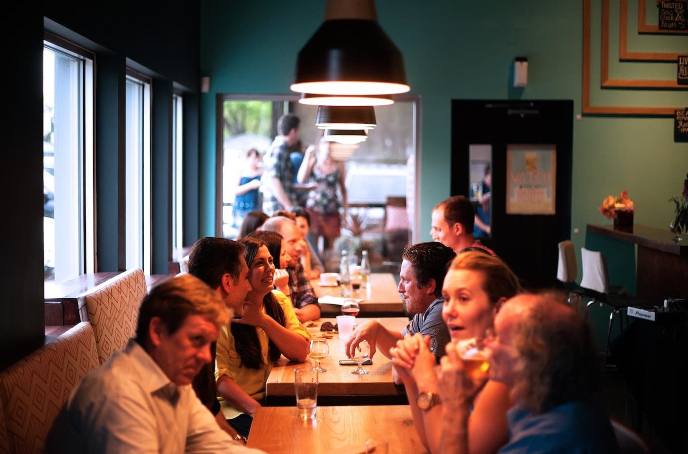Customers dining in a restaurant
