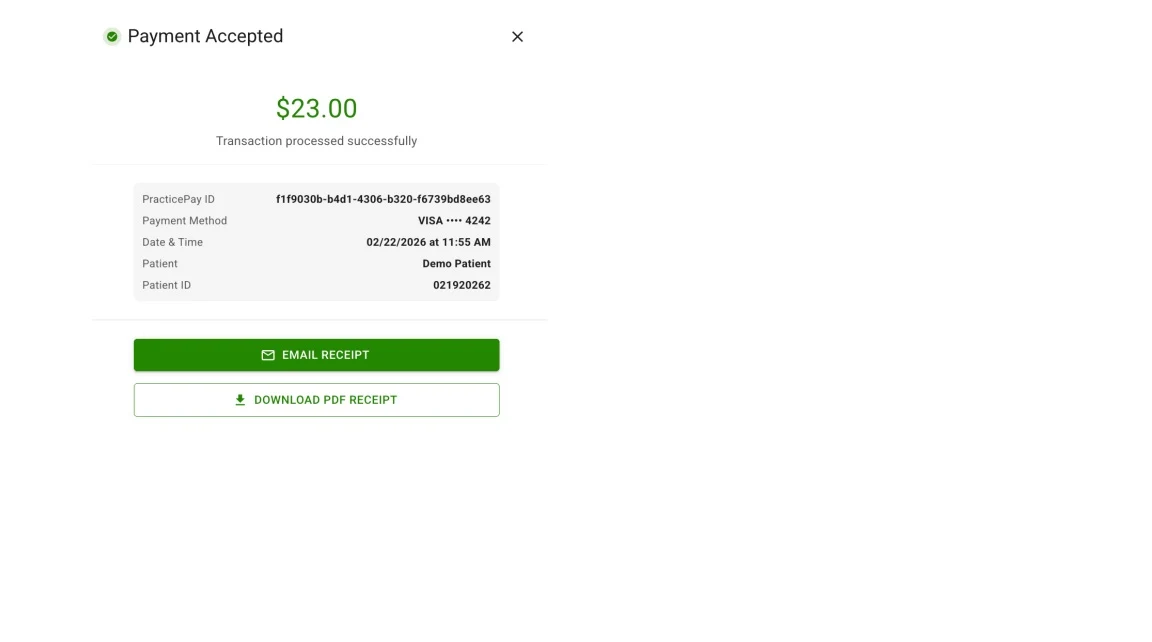 Image displaying payment accepted details