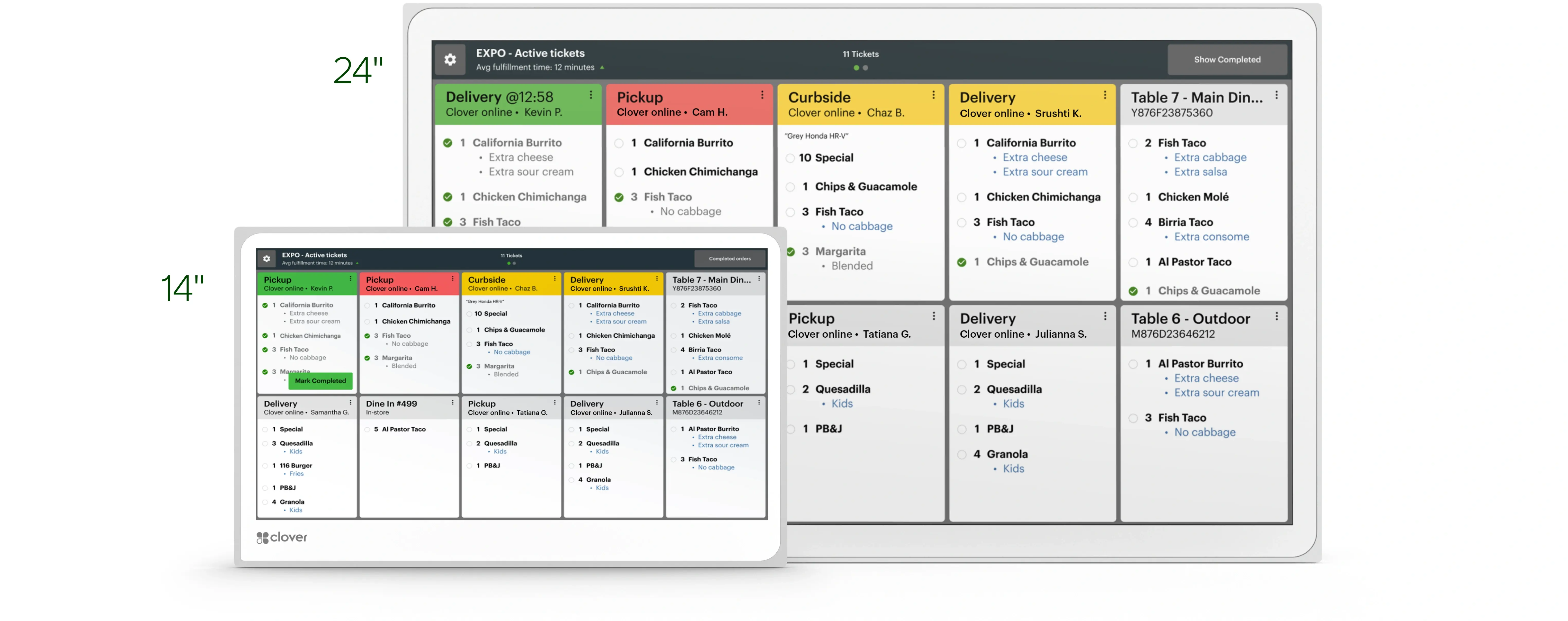 Kitchen display system screen