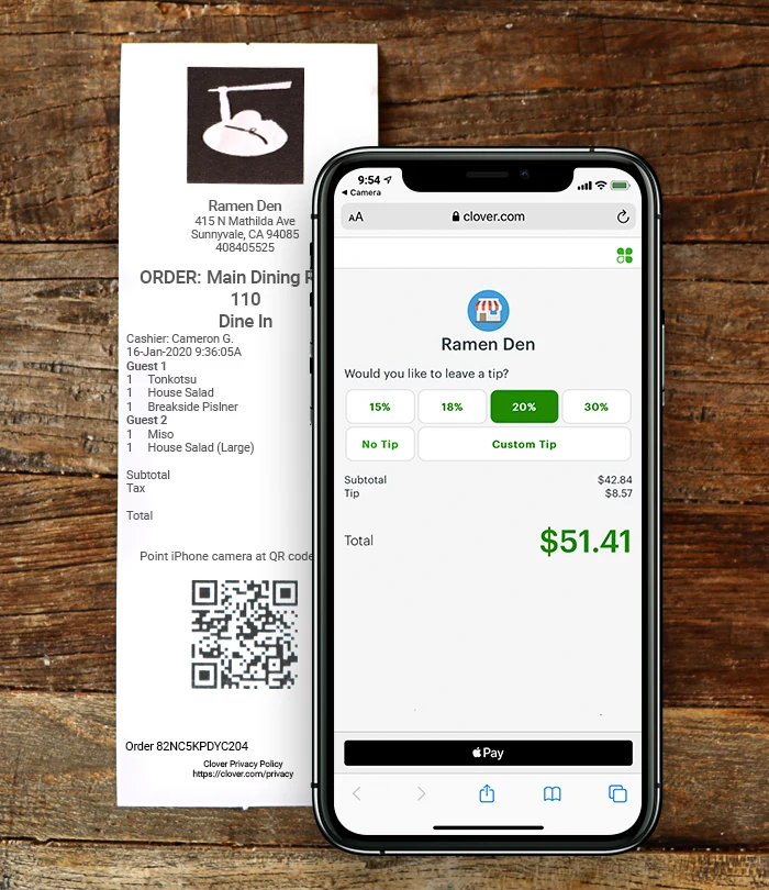 clover scan to pay phone ui