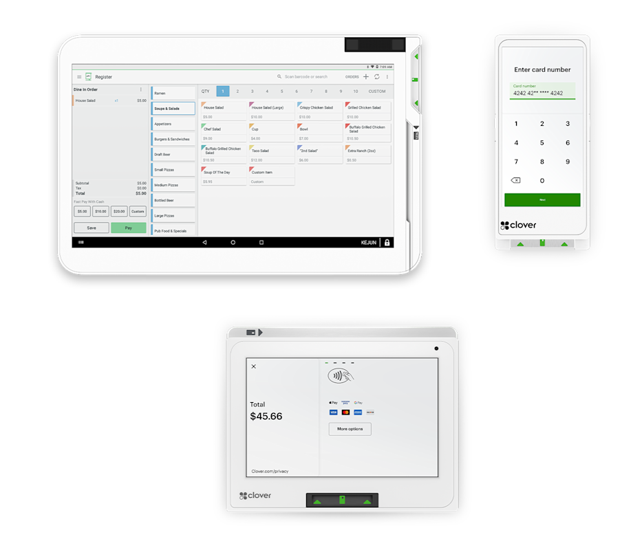 Clover Mini and Flex handheld terminals