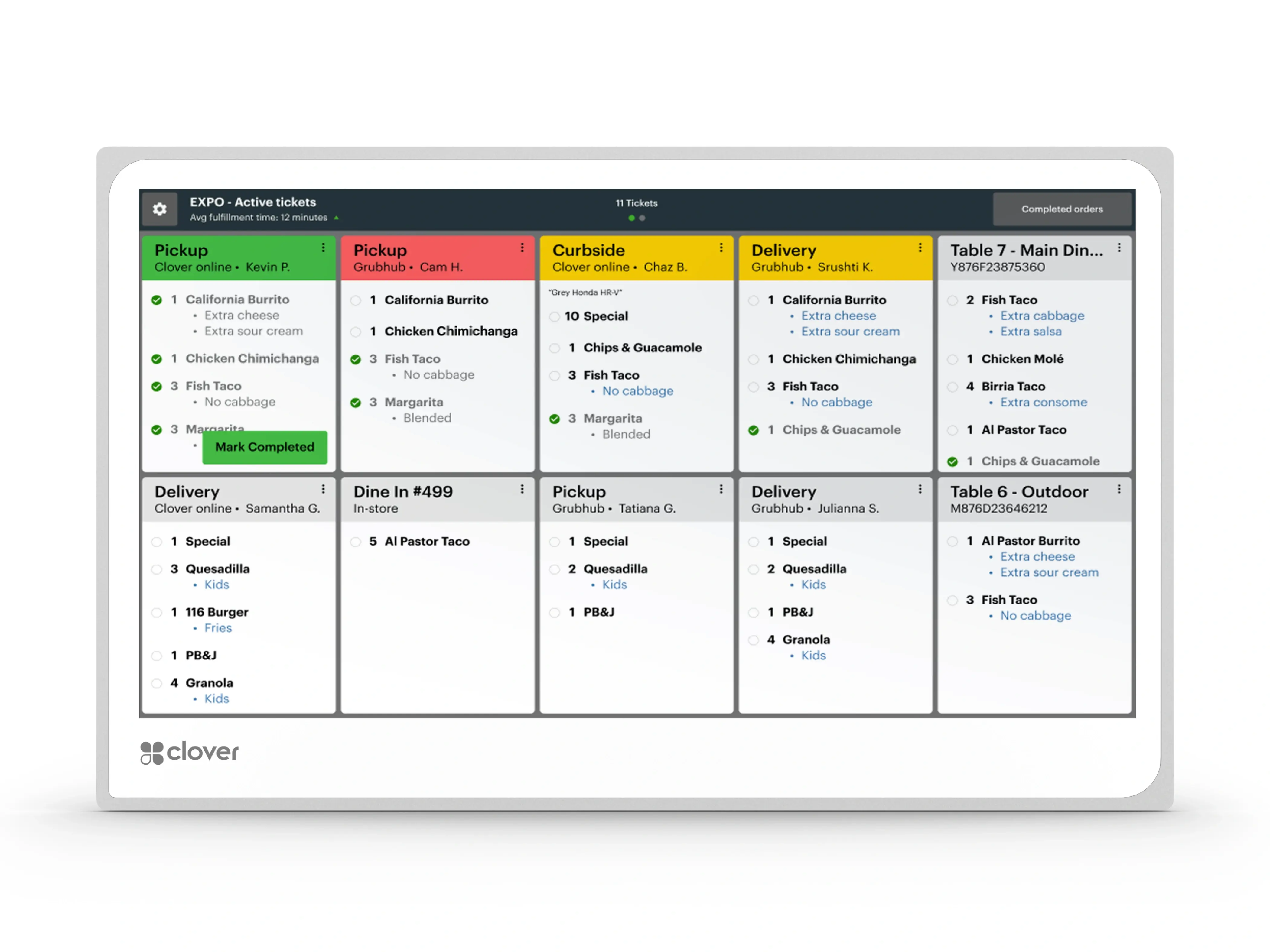 Kitchen display system screen