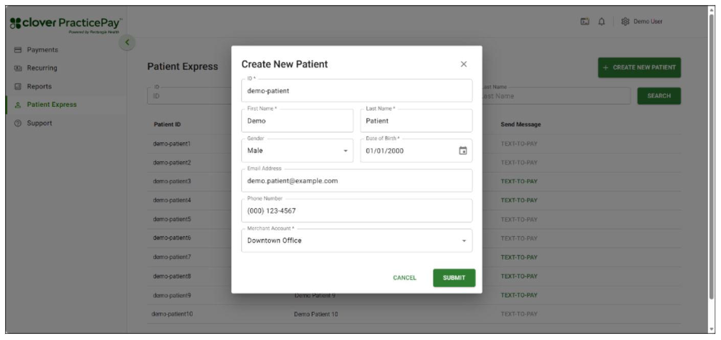 Create a new patient form.