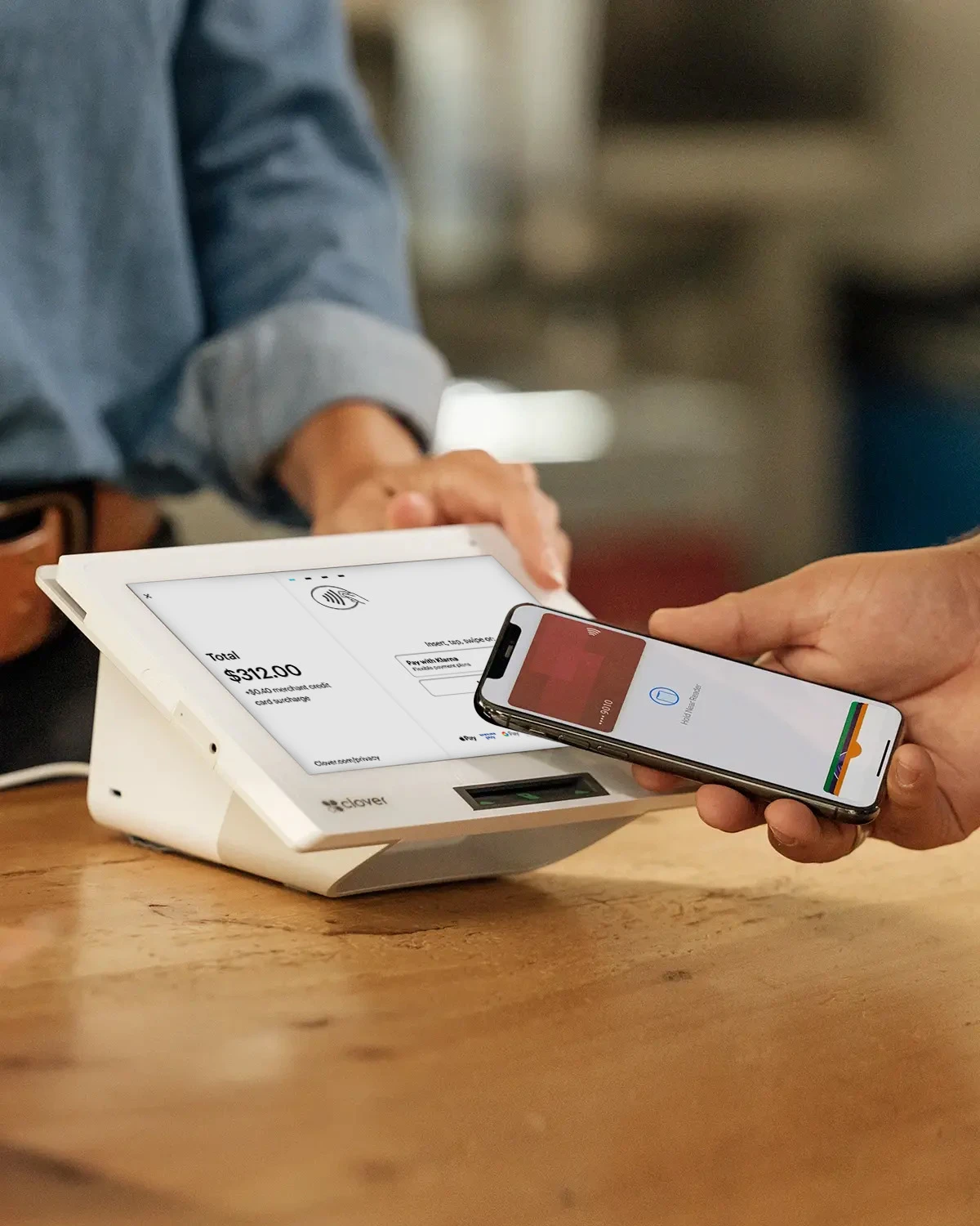 Checkout screen showing a total of $312.00 with options to Tap to Pay or pay with Klarna.