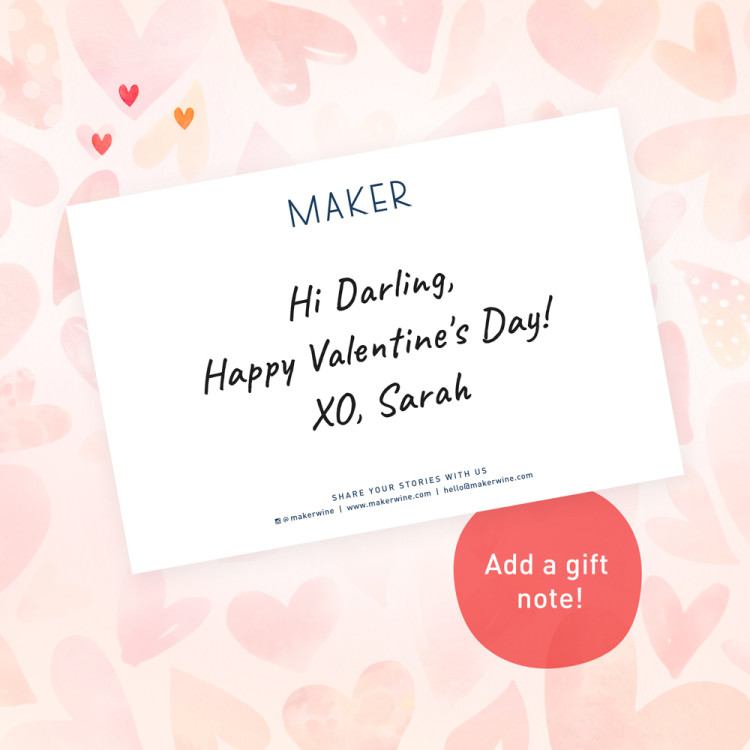 Maker gift note with valentine's heart background