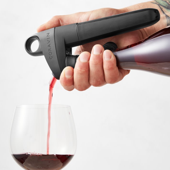 Pouring wine via a Coravin Pivot wine preservation device