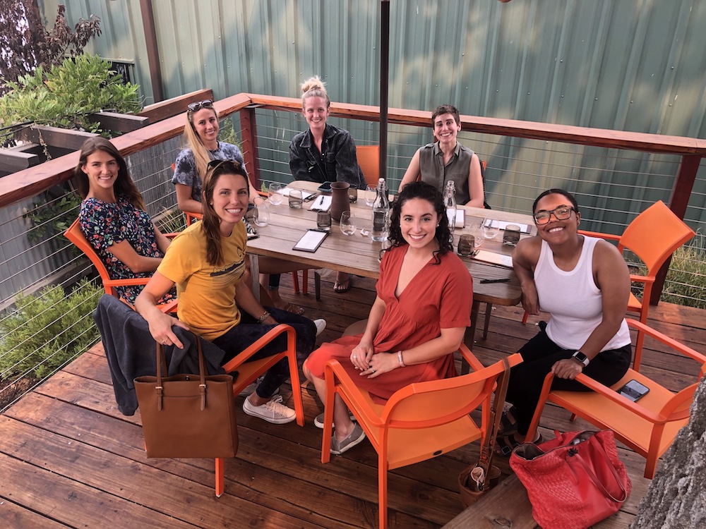 The Maker Wine team sipping wine on the patio at Desperada in Tin City.