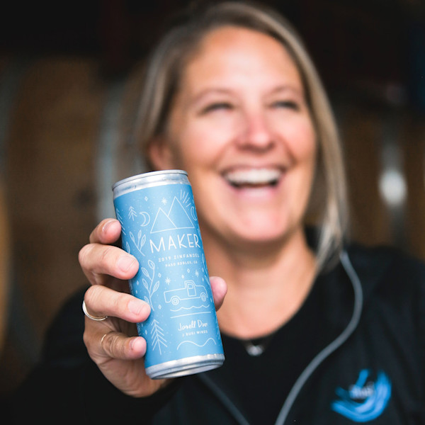Janell Dusi with her Zinfandel Can