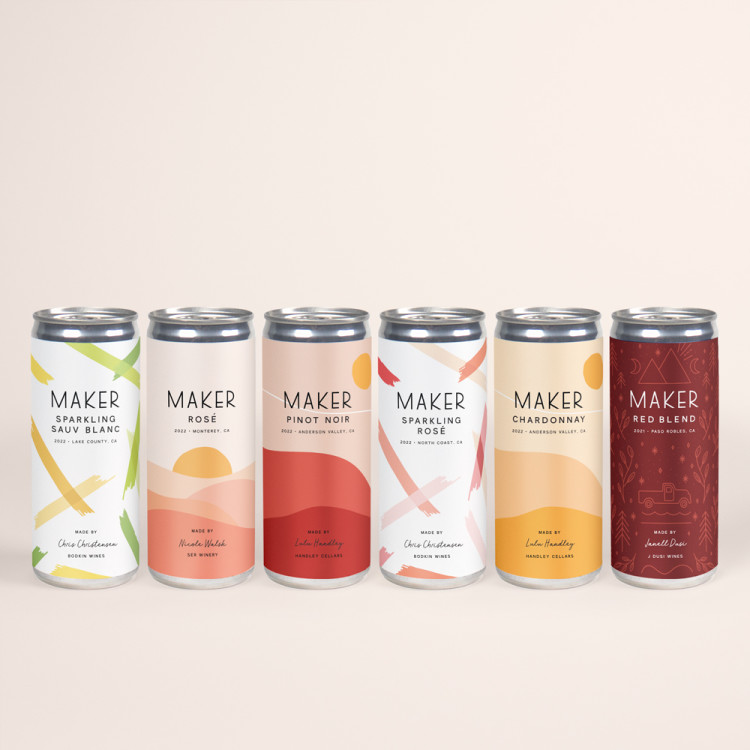 maker wine best sellers mixed pack updated january 2024, lineup of 6 cans of wine