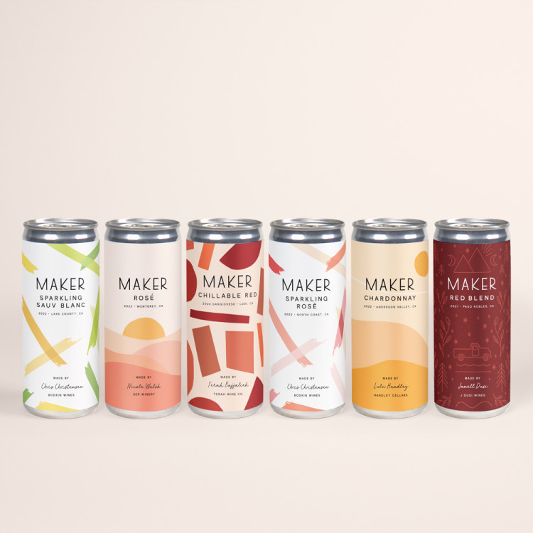 maker wine best sellers mixed pack updated april 2024, lineup of 6 cans of wine