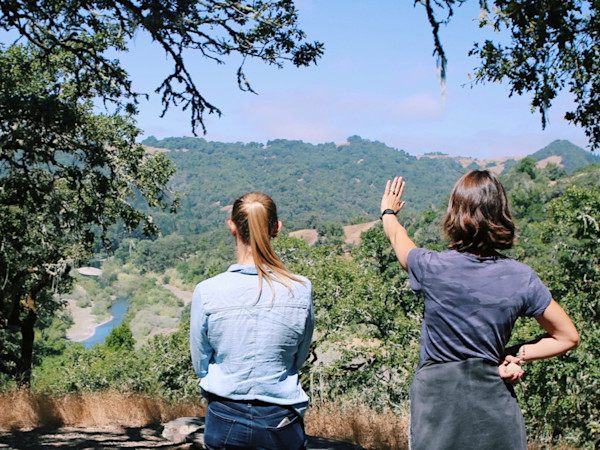 Kendra and Alice Sutro looking over Alice's vineyards