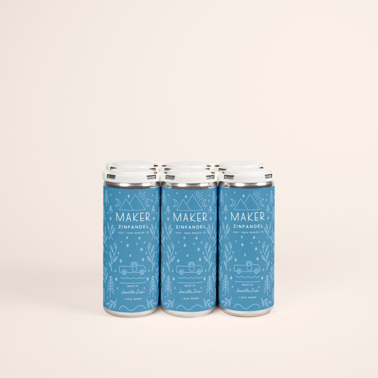2023 J Dusi Zinfandel 6 pack of blue cans of wine
