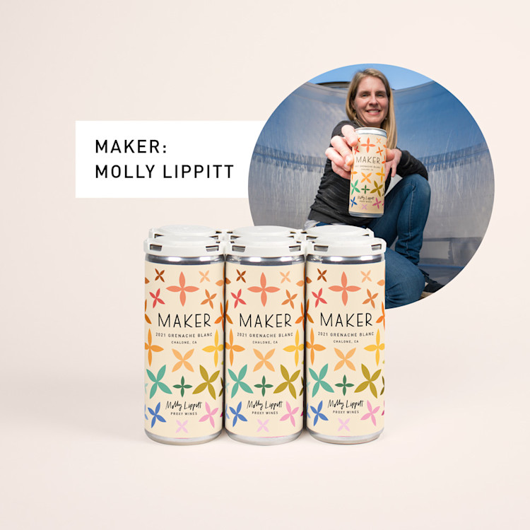 Maker 6-pack 2021 Grenache Blanc with photo of Molly
