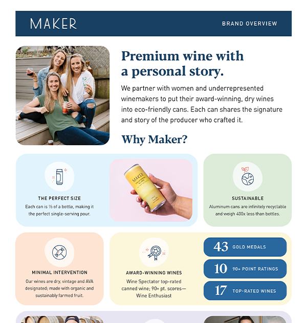 A thumbnail of the Maker brand overview page with information about the company.