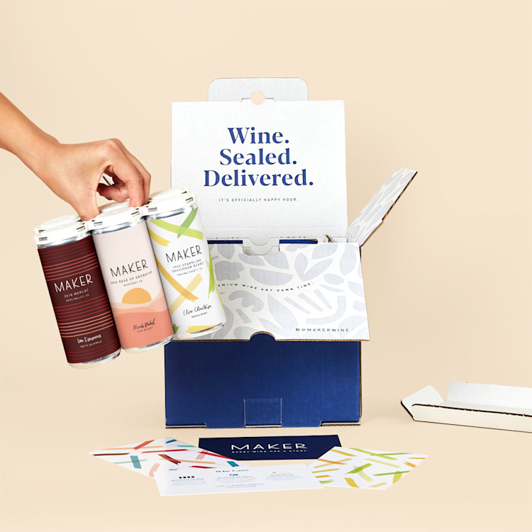 Maker mixed pack with the Merlot, Sparkling Sauv, Rose of Grenache
