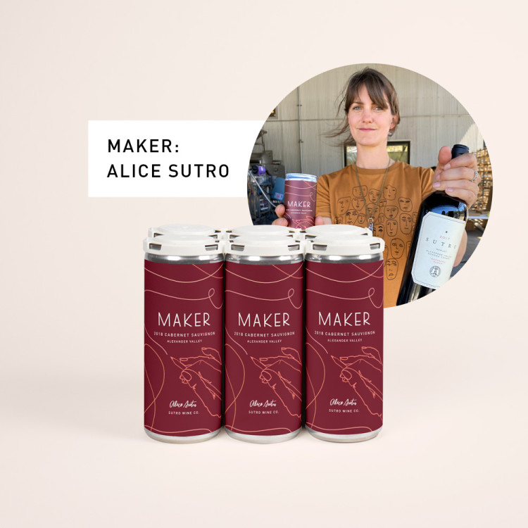 Maker 6-pack 2018 Cabernet Sauvignon with photo of Alice