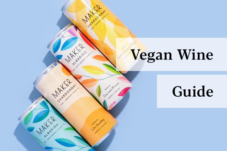 Vegan wine blog header image with four cans of maker wine