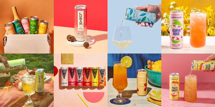 Collage of can brand images in bright colors.