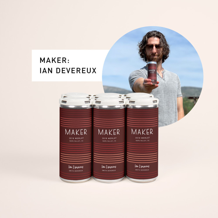 Maker 6-pack 2018 Merlot with photo of Ian