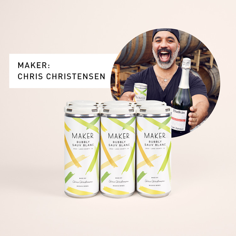 Maker 6-pack with winemaker image of 2023 Sparkling Sauv Blanc