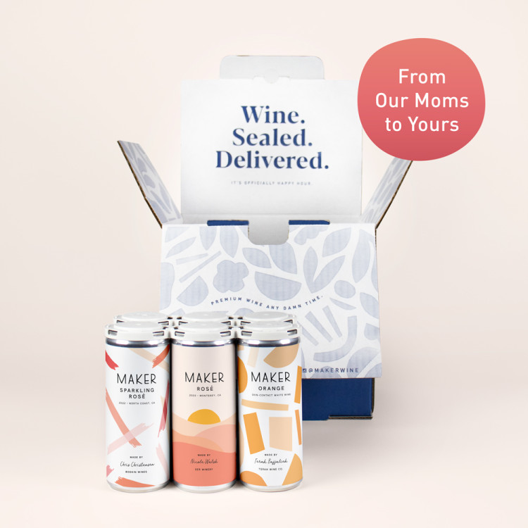 6 pack of maker wines with blue box