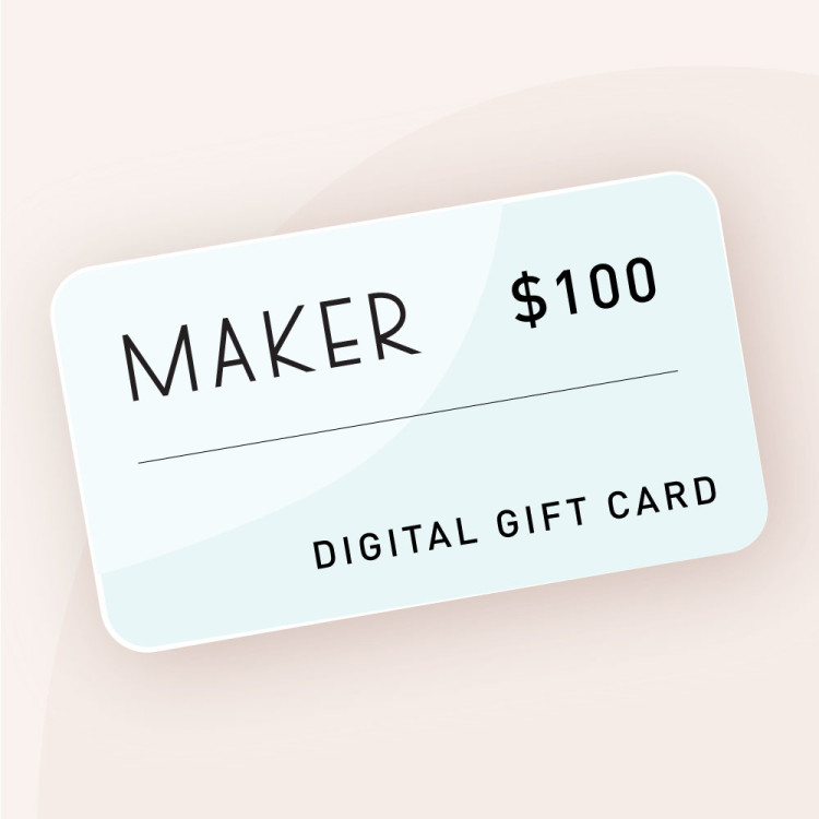 An illustration of a $100 Maker digital gift card.