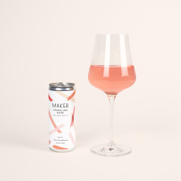 2022 Sparkling Rosé Can and Glass