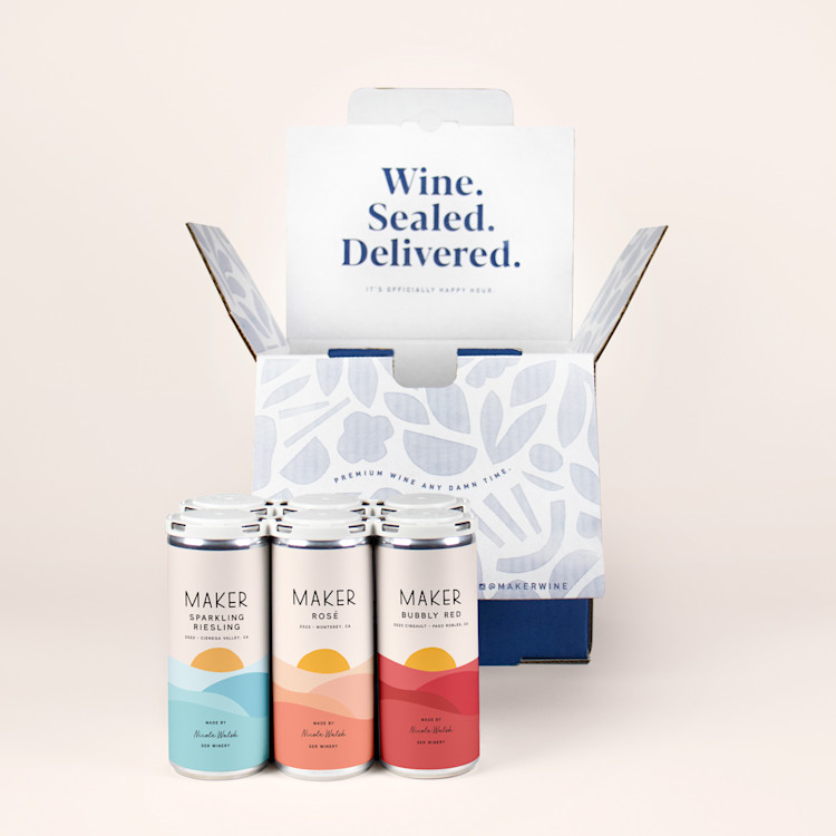 6 pack for ser wines with blue box