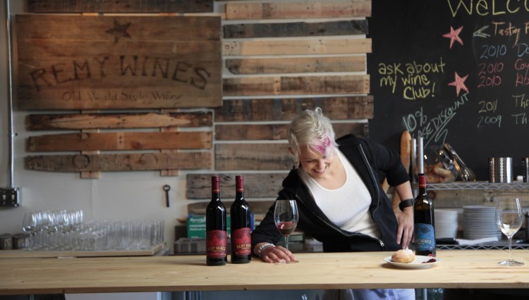Photo of Remy Drabkin of Remy Wines in Oregon at her tasting room. 