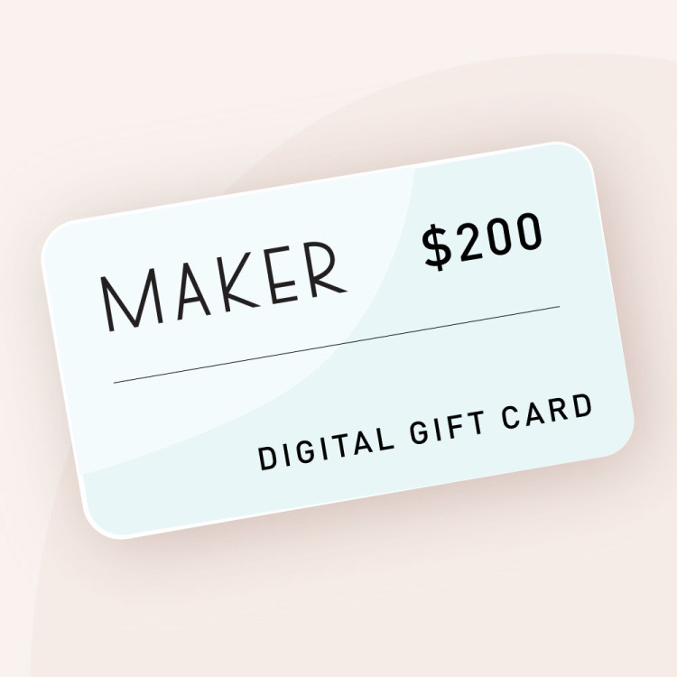 An illustration of a $200 Maker digital gift card.