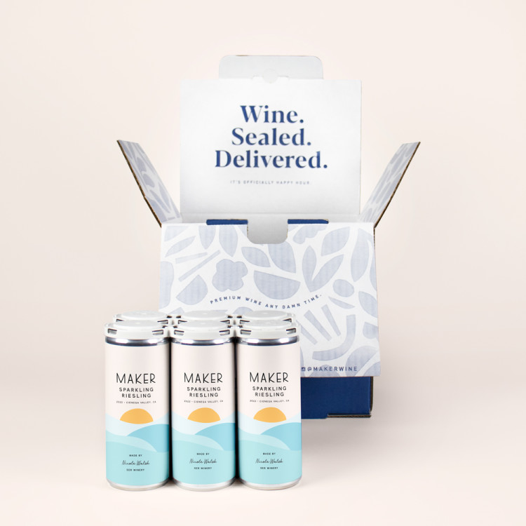 Sparkling Riesling 6-pack with blue shipping box