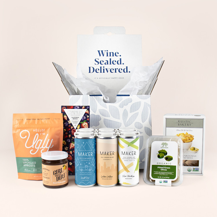 The Maker Wine Gift Pack: Mixed Pack and Large Local Snack Pack.