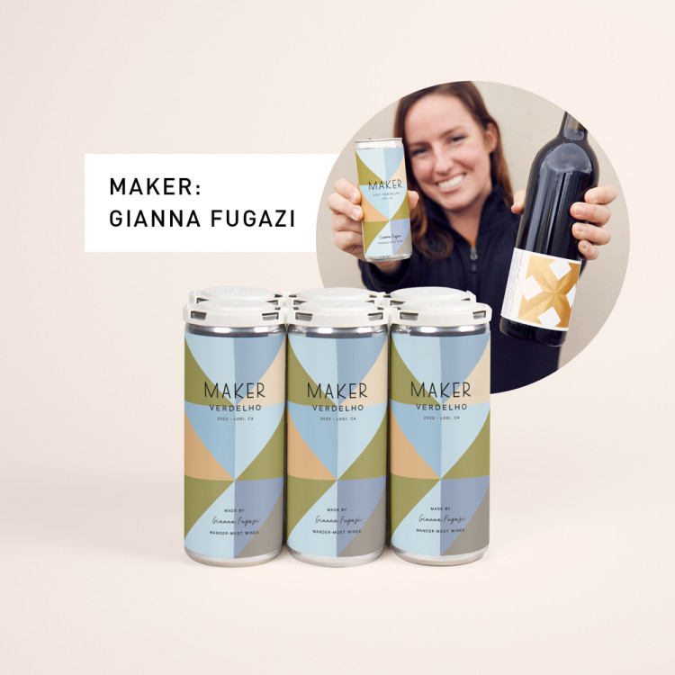 Maker 6-pack 2022 Verdelho with photo of winemaker Gianna Fugazi