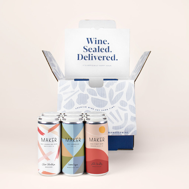Sparkling Rosé, Verdelho, Pinot Noir with a Maker box