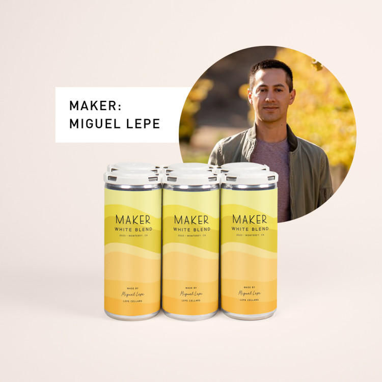 Miguel Lepe with 6-pack of Spanish White Blend