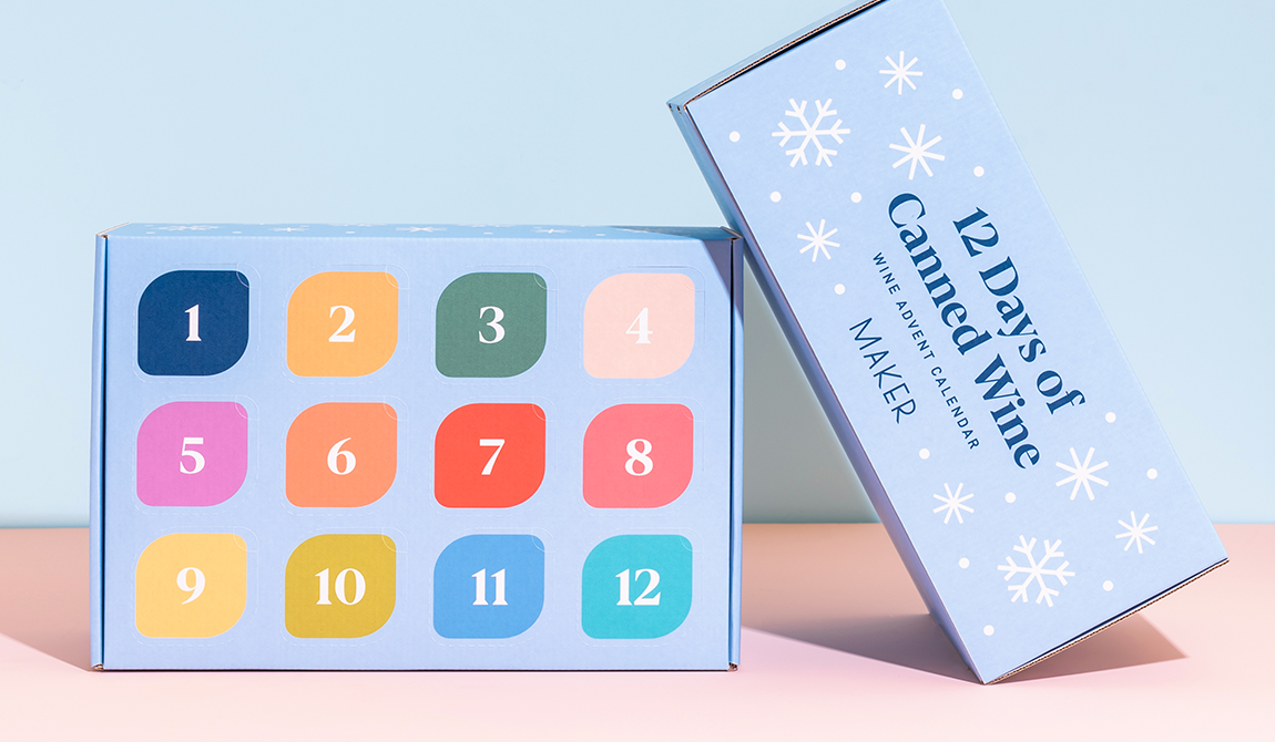 Two 12 Days of Canned Wine Advent Calendar boxes.