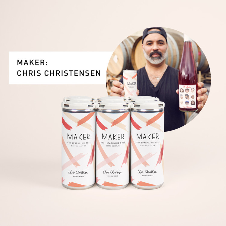 Maker 6-pack 2021 Sparkling Rose with photo of Chris