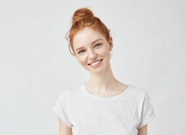 a woman smiling