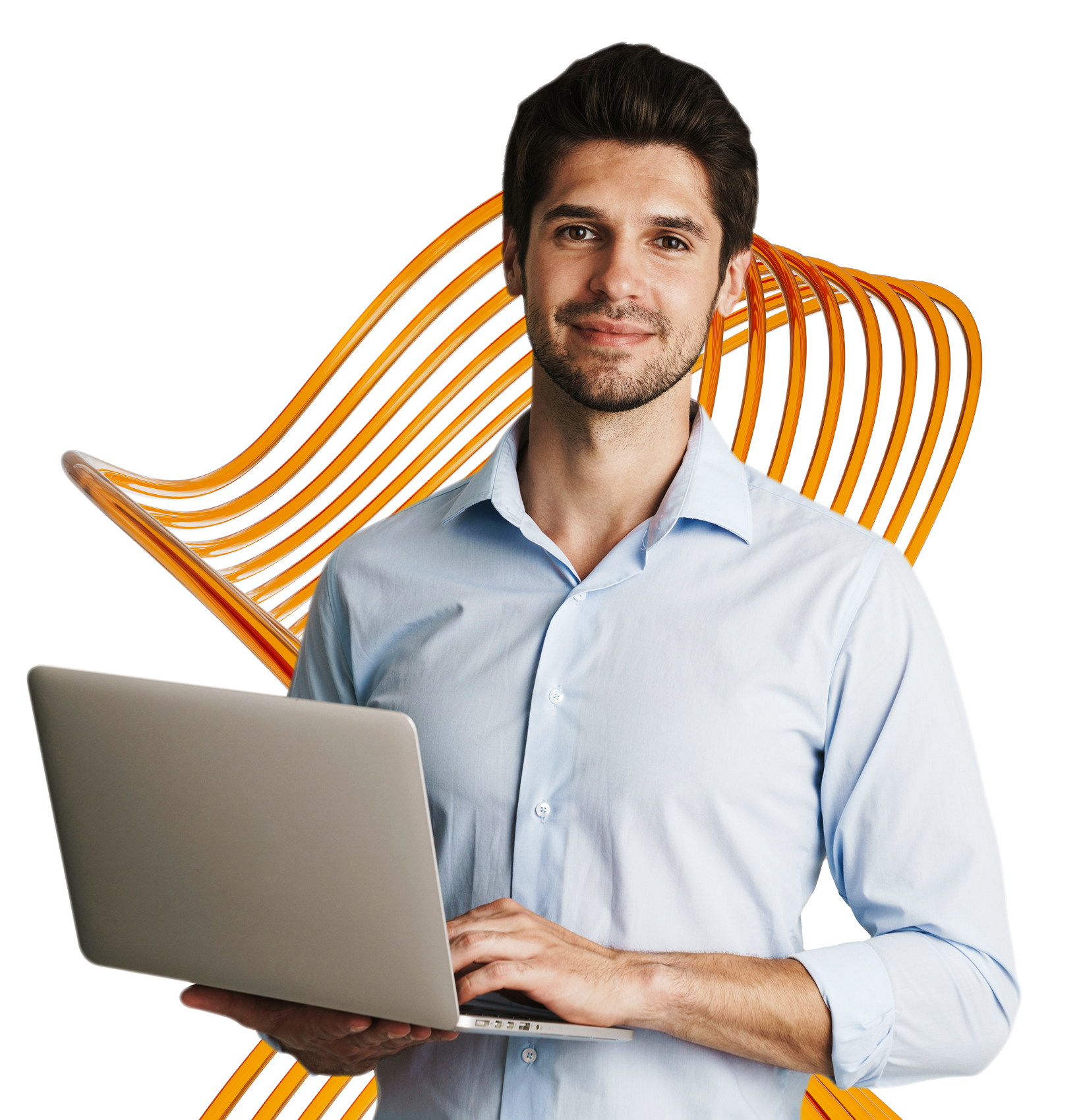 A man holding a laptop