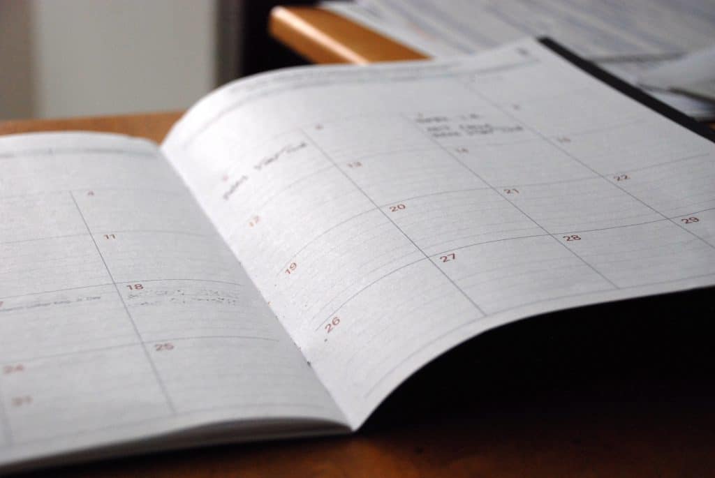 An open schedule book