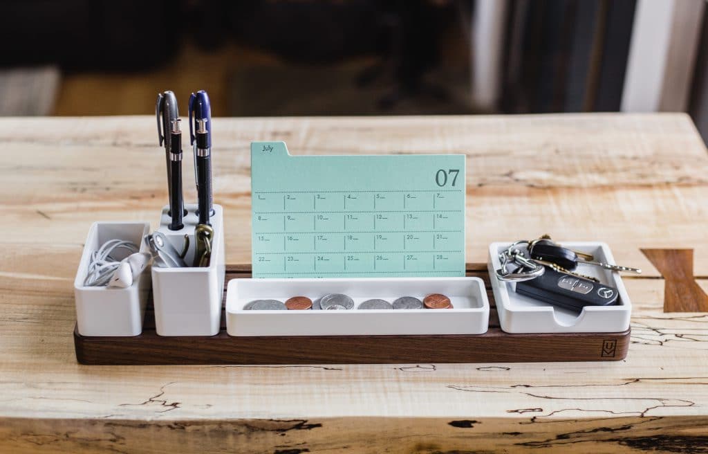 a desk tidy full of stuff