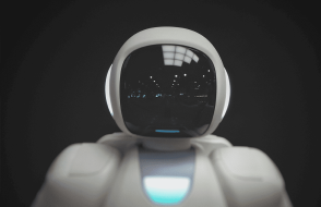 close up of a robot, head and torso