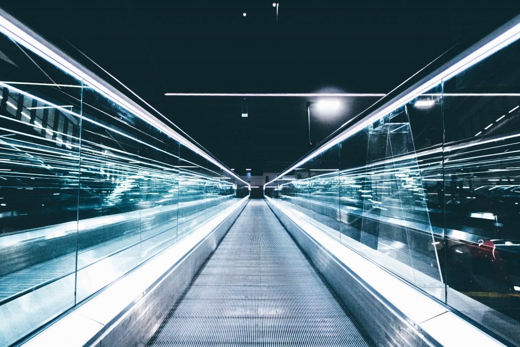 the view up an escalator