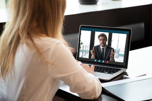 2 people on a web conference call