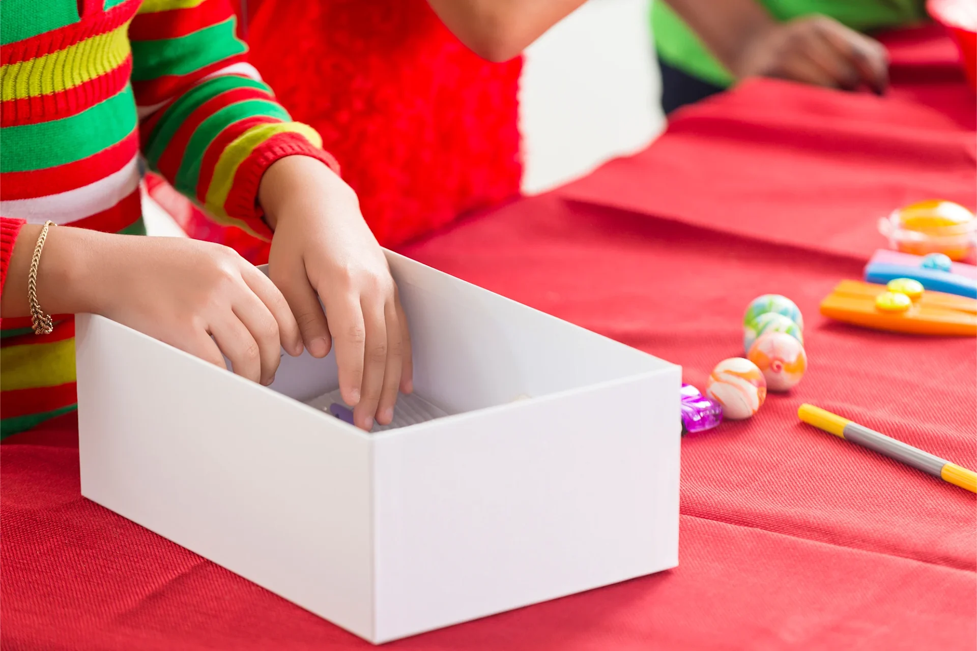 filling Christmas shoebox