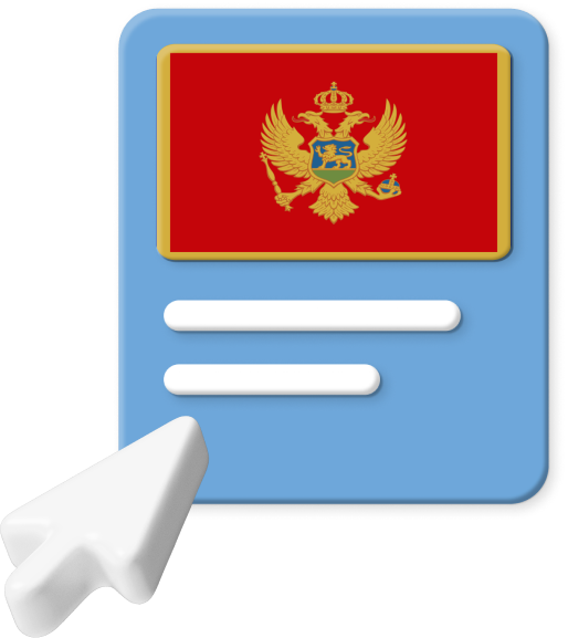Montenegro flag in box with cursor graphic