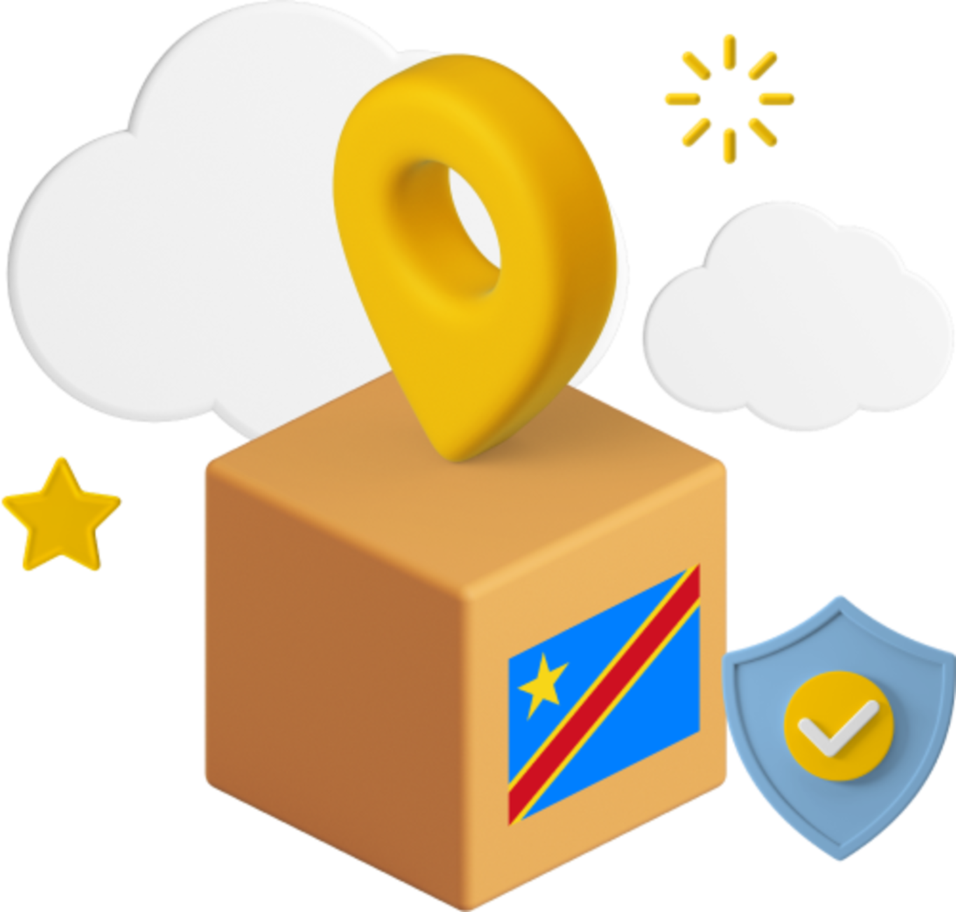 Democratic Republic of Congo flag on parcel box graphic