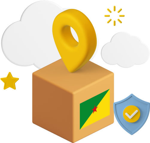 French Guiana flag on parcel box graphic